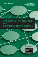 Cover image of the journal 'Systemic Practice and Action Research' featuring a green background with interconnected ovals representing various social connections.